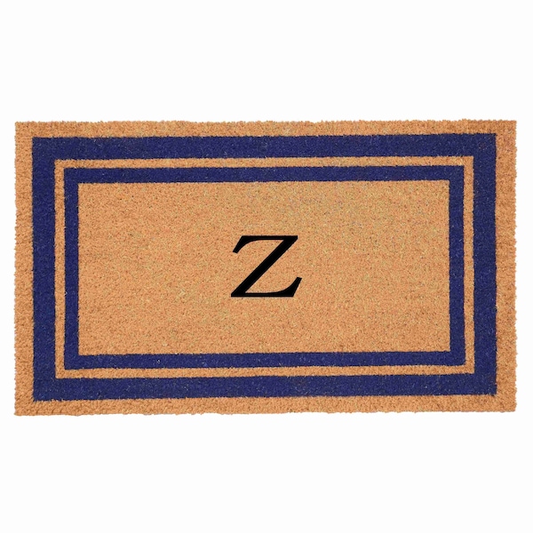 Calloway Mills Monogram Door Mat, Natural, Dark Blue, 24 in W x 36 in L 153002436Z - main